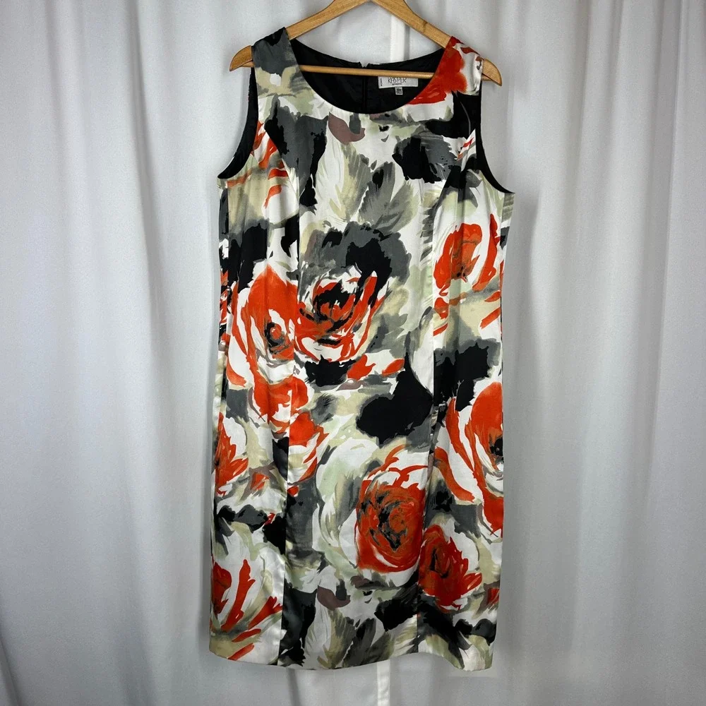 Kasper Separates Floral Sleeveless Sheath Dress Women's 16W Lined